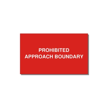 5.0x3.0" Safety Label - PROHIBITED APPROACH BOUND — 5x3" White on Red, Adhesive