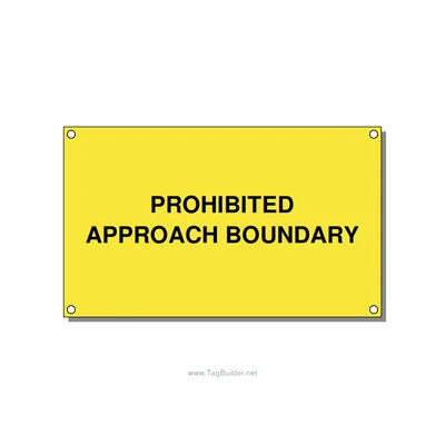 5.0x3.0" Safety Label - PROHIBITED APPROACH BOUND, Black/Yellow, Holes thumbnail
