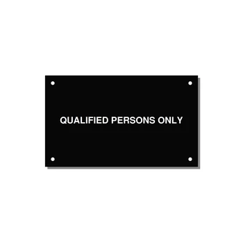 5.0x3.0" Safety Label - QUALIFIED PERSONS ONLY — 5x3" White on Black, Holes