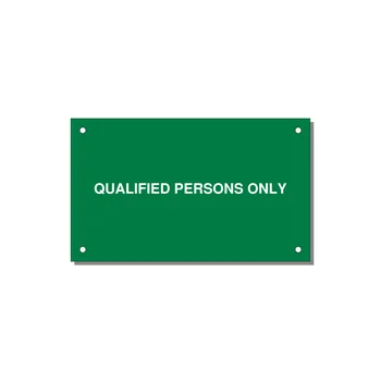 5.0x3.0" Safety Label - QUALIFIED PERSONS ONLY — 5x3" White on Green, Holes