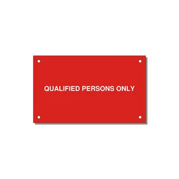 5.0x3.0" Safety Label - QUALIFIED PERSONS ONLY — 5x3" White on Red, Holes