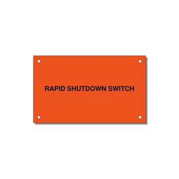 5.0x3.0" Safety Label - RAPID SHUTDOWN SWITCH — 5x3" Black on Orange, Holes