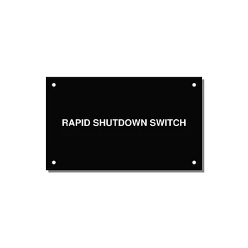 5.0x3.0" Safety Label - RAPID SHUTDOWN SWITCH — 5x3" White on Black, Holes