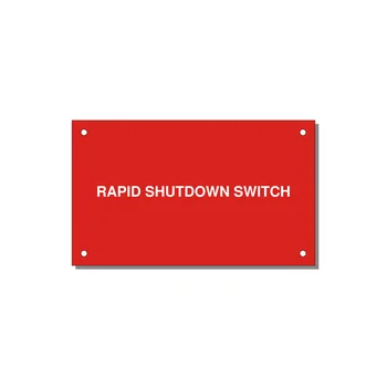 5.0x3.0" Safety Label - RAPID SHUTDOWN SWITCH — 5x3" White on Red, Holes