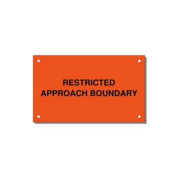 5.0x3.0" Safety Label - RESTRICTED APPROACH BOUND — 5x3" Black on Orange, Holes