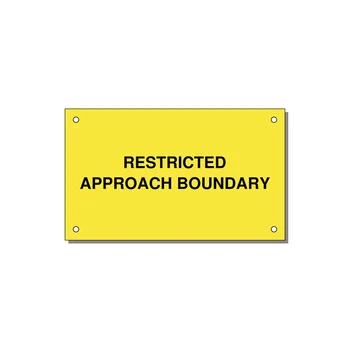 5.0x3.0" Safety Label - RESTRICTED APPROACH BOUND — 5x3" Black on Yellow, Holes