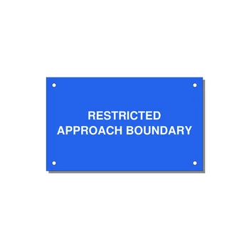 5.0x3.0" Safety Label - RESTRICTED APPROACH BOUND — 5x3" White on Blue, Holes