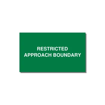 5.0x3.0" Safety Label - RESTRICTED APPROACH BOUND — 5x3" White on Green, Adhesive