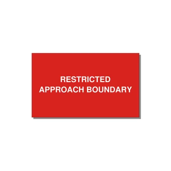 5.0x3.0" Safety Label - RESTRICTED APPROACH BOUND — 5x3" White on Red, Adhesive