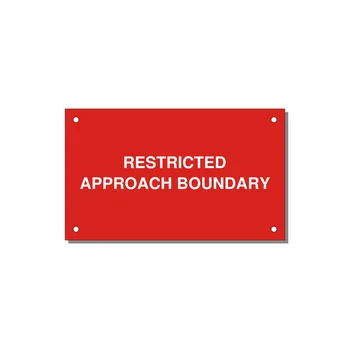 5.0x3.0" Safety Label - RESTRICTED APPROACH BOUND — 5x3" White on Red, Holes