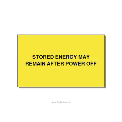 5.0x3.0" Safety Label - STORED ENERGY MAY REMAIN , Black/Yellow, Adhesive thumbnail