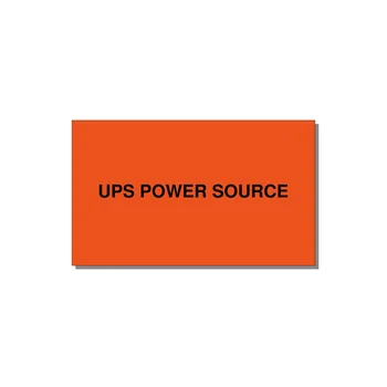 5.0x3.0" Safety Label - UPS POWER SOURCE — 5x3" Black on Orange, Adhesive