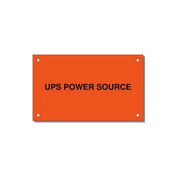 5.0x3.0" Safety Label - UPS POWER SOURCE — 5x3" Black on Orange, Holes