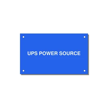 5.0x3.0" Safety Label - UPS POWER SOURCE — 5x3" White on Blue, Holes