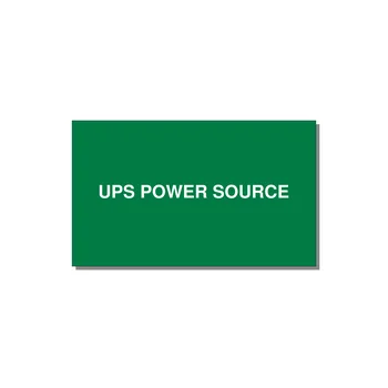 5.0x3.0" Safety Label - UPS POWER SOURCE — 5x3" White on Green, Adhesive