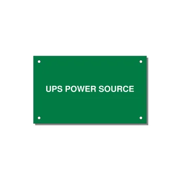 5.0x3.0" Safety Label - UPS POWER SOURCE — 5x3" White on Green, Holes