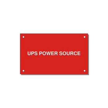 5.0x3.0" Safety Label - UPS POWER SOURCE — 5x3" White on Red, Holes