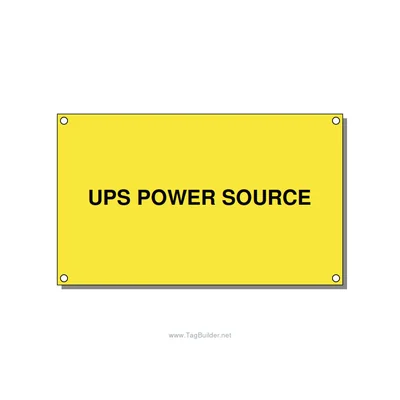 5.0x3.0" Safety Label - UPS POWER SOURCE, Black/Yellow, Holes thumbnail