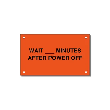 5.0x3.0" Safety Label - WAIT ___ MINUTES AFTER PO — 5x3" Black on Orange, Holes