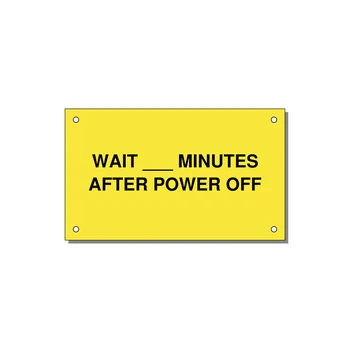 5.0x3.0" Safety Label - WAIT ___ MINUTES AFTER PO — 5x3" Black on Yellow, Holes