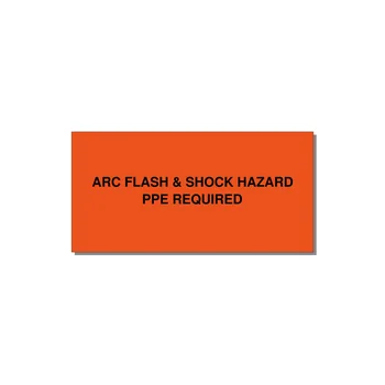 6.0x3.0" Arc Flash Safety Label - ARC FLASH & SHOCK HAZARD — 6x3" Black on Orange, Adhesive