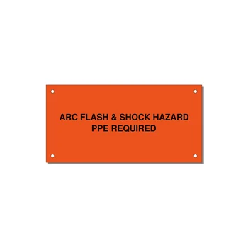 6.0x3.0" Arc Flash Safety Label - ARC FLASH & SHOCK HAZARD — 6x3" Black on Orange, Holes