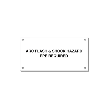 6.0x3.0" Arc Flash Safety Label - ARC FLASH & SHOCK HAZARD — 6x3" Black on White, Holes
