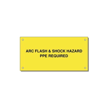 6.0x3.0" Arc Flash Safety Label - ARC FLASH & SHOCK HAZARD — 6x3" Black on Yellow, Holes