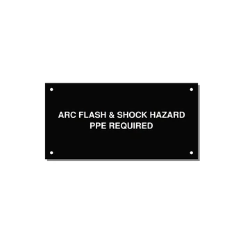 6.0x3.0" Arc Flash Safety Label - ARC FLASH & SHOCK HAZARD — 6x3" White on Black, Holes