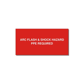 6.0x3.0" Arc Flash Safety Label - ARC FLASH & SHOCK HAZARD — 6x3" White on Red, Adhesive