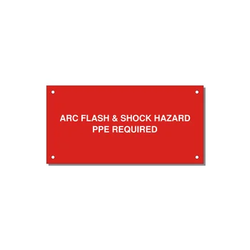 6.0x3.0" Arc Flash Safety Label - ARC FLASH & SHOCK HAZARD — 6x3" White on Red, Holes