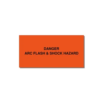 6.0x3.0" Arc Flash Safety Label - DANGER ARC FLASH & SHOCK — 6x3" Black on Orange, Adhesive