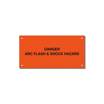 6.0x3.0" Arc Flash Safety Label - DANGER ARC FLASH & SHOCK — 6x3" Black on Orange, Holes