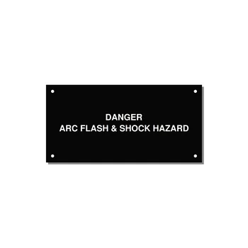 6.0x3.0" Arc Flash Safety Label - DANGER ARC FLASH & SHOCK — 6x3" White on Black, Holes