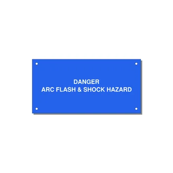 6.0x3.0" Arc Flash Safety Label - DANGER ARC FLASH & SHOCK — 6x3" White on Blue, Holes