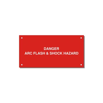 6.0x3.0" Arc Flash Safety Label - DANGER ARC FLASH & SHOCK — 6x3" White on Red, Holes