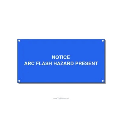 6.0x3.0" Arc Flash Safety Label - NOTICE ARC FLASH HAZARD P, White/Blue, Holes thumbnail