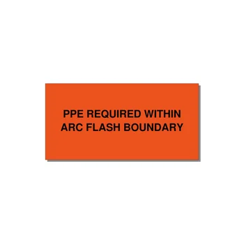 6.0x3.0" Arc Flash Safety Label - PPE REQUI — 6x3" Black on Orange, Adhesive