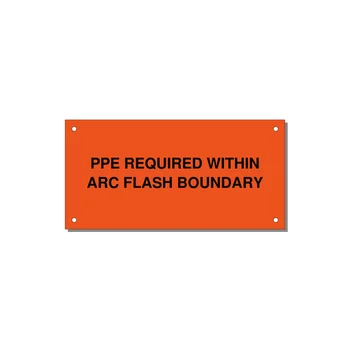 6.0x3.0" Arc Flash Safety Label - PPE REQUI — 6x3" Black on Orange, Holes
