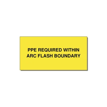 6.0x3.0" Arc Flash Safety Label - PPE REQUI — 6x3" Black on Yellow, Adhesive