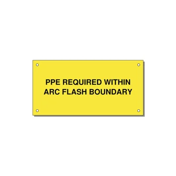6.0x3.0" Arc Flash Safety Label - PPE REQUI — 6x3" Black on Yellow, Holes