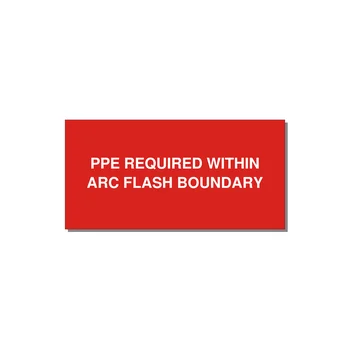 6.0x3.0" Arc Flash Safety Label - PPE REQUI — 6x3" White on Red, Adhesive