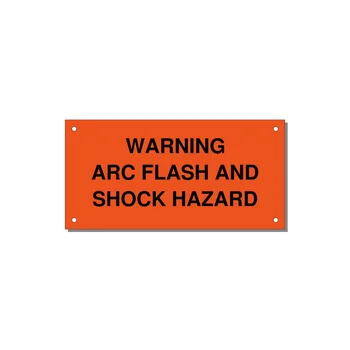 6.0x3.0" Arc Flash Safety Label - WARNING ARC FLASH AND SHO — 6x3" Black on Orange, Holes