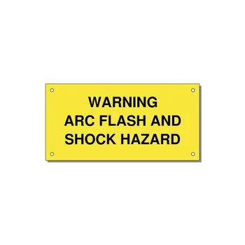 6.0x3.0" Arc Flash Safety Label - WARNING ARC FLASH AND SHO — 6x3" Black on Yellow, Holes