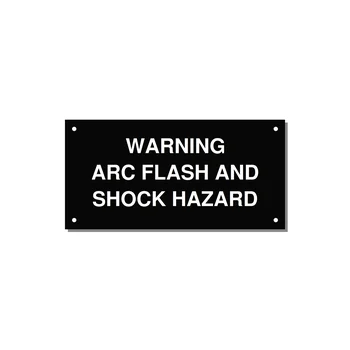 6.0x3.0" Arc Flash Safety Label - WARNING ARC FLASH AND SHO — 6x3" White on Black, Holes