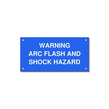 6.0x3.0" Arc Flash Safety Label - WARNING ARC FLASH AND SHO — 6x3" White on Blue, Holes