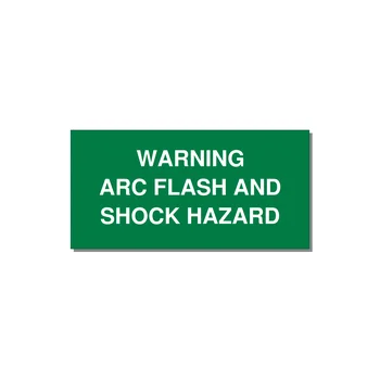 6.0x3.0" Arc Flash Safety Label - WARNING ARC FLASH AND SHO — 6x3" White on Green, Adhesive