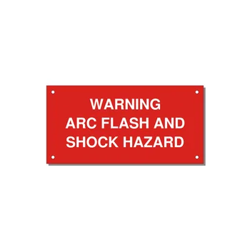 6.0x3.0" Arc Flash Safety Label - WARNING ARC FLASH AND SHO — 6x3" White on Red, Holes