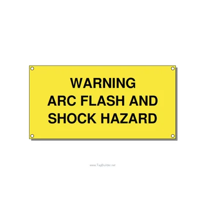 6.0x3.0" Arc Flash Safety Label - WARNING ARC FLASH AND SHO, Black/Yellow, Holes thumbnail