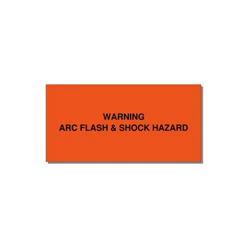 6.0x3.0" Arc Flash Safety Label - WARNING ARC FLASH & SHOCK — 6x3" Black on Orange, Adhesive